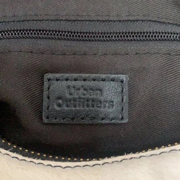 UO Luna Baguette Shoulder Bag Leather Calf Hair Slouchy Purse w/ Cow Print - Picture 7 of 10